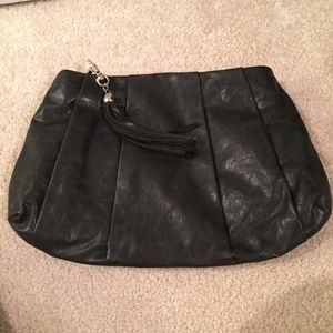 Black leather clutch